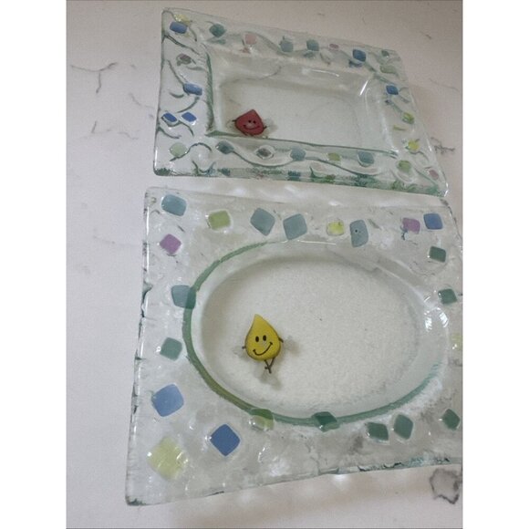 Vintage Clear Glass Rectangular Trinket Tray Soap Dish Includes (2) - Picture 2 of 14